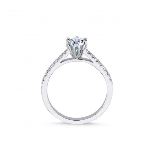 0.66 Karat Pırlanta Yan Taşlı Lotus Tektaş Yüzük | G Renk HRD hover